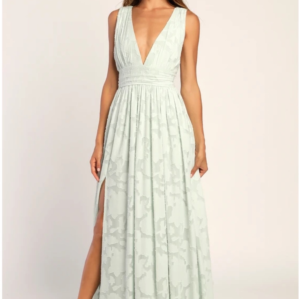 Lulus Sage Burnout Floral Maxi Dress - Sz L